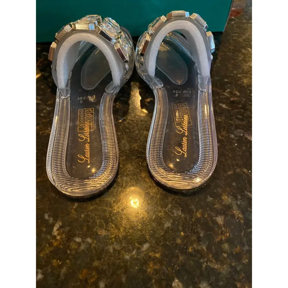 Brand New Lauren Lorraine Women's Size 6 Clear Stone Flat Jewel Sandals Slip On - Picture 4 of 8